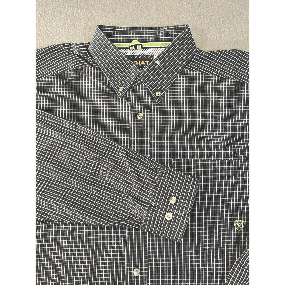 Ariat Pro Series Button Front Shirt Men's XLT Black White Check LS
